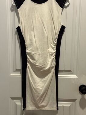 Anthropologie Black & Cream Cutout Sheath Dress